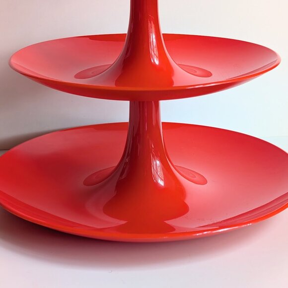 Koziol Babell Etagere Red Plastic Christmas Tree Tidbit Serving Tray 3 Tier Dish - Picture 2 of 14